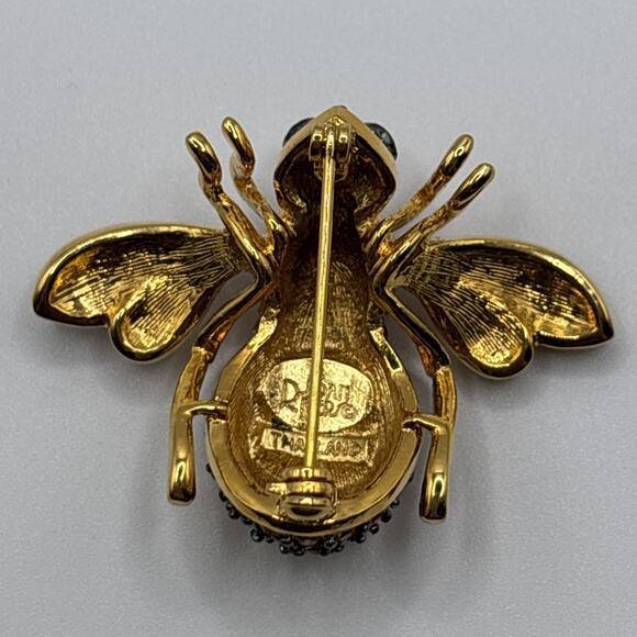 Joan Rivers Bee Pin Brooch Honeycomb Yellow Pave Crystal Gold Tone HTF RARE - Picture 7 of 9